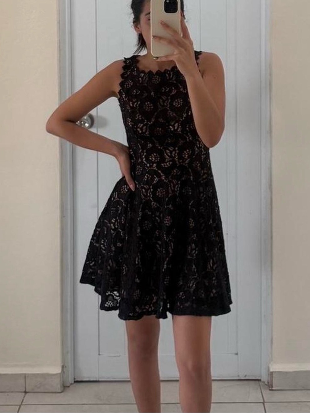 City Studio Black Lace A-Line Dress